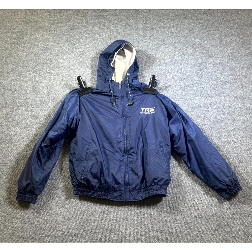 VINTAGE 90s Gear For Sports Jacket Mens Medium Navy Blue TRW Chassis Parts Retro